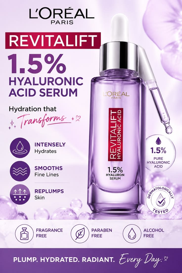L'Oréal Paris Revitalift Hyaluronic Acid Serum – Sérum Repulpant à l'Acide Hyaluronique – Image 3